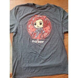 Black Widow T-shirt Men's‎ Size Large Heathered Gray Marvel Funko Pop Graphic